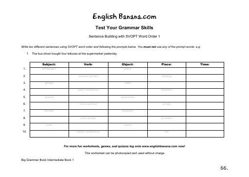 Word order exercises worksheet